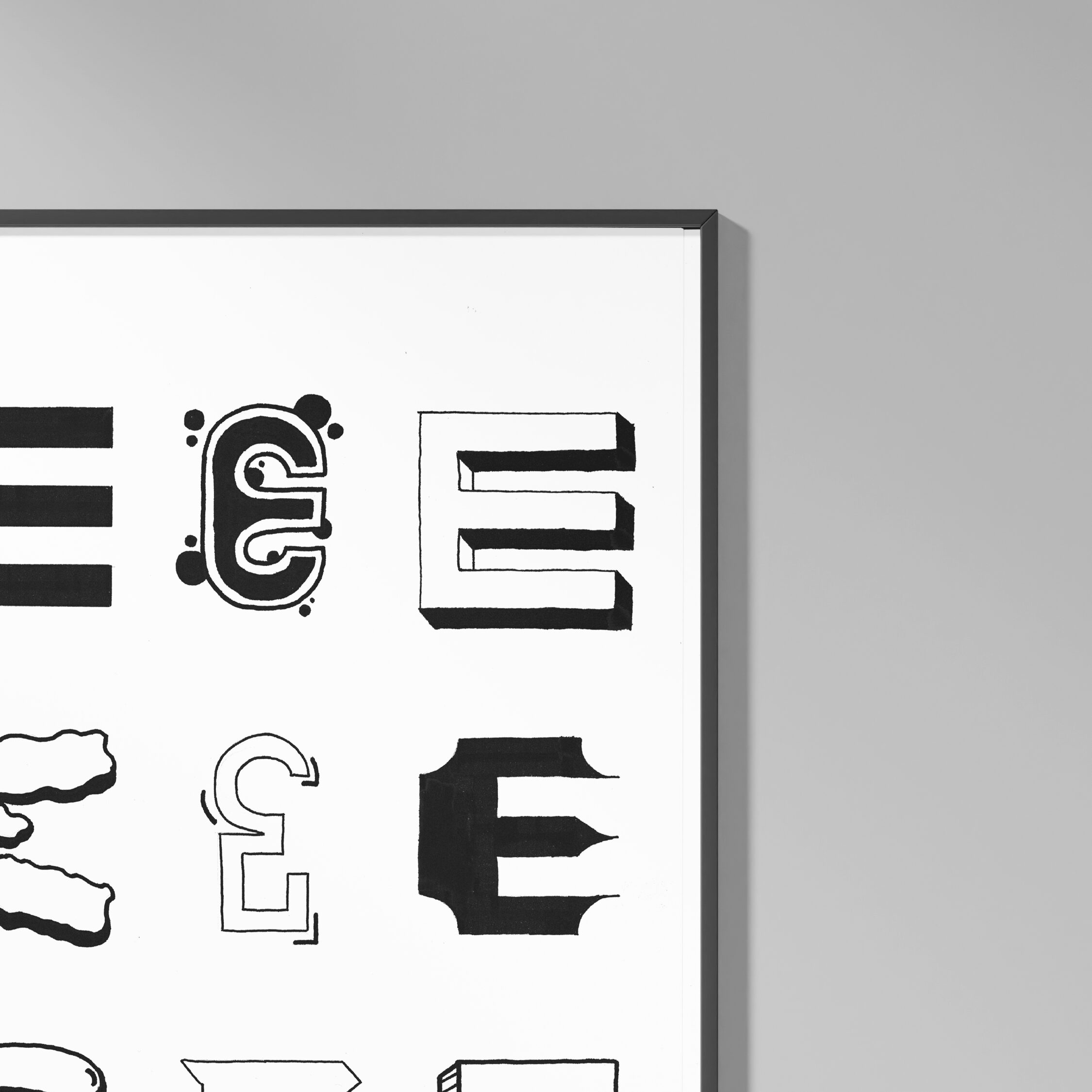 Mockup von kalligrafischen "E's"