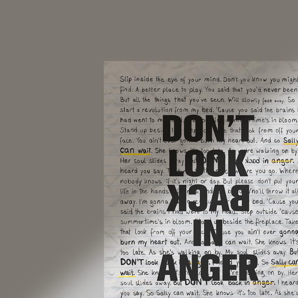 Mockup von einem Plakat zum Song "Don't Look Back In Anger"